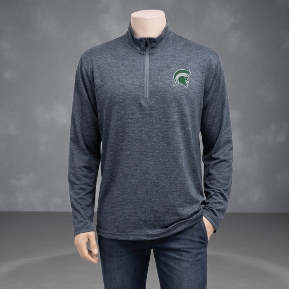 Rivalry Threads Gray and Black Textured Quarter Zip